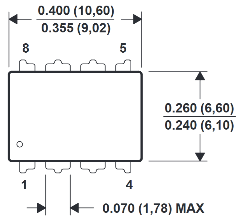 NE5532 DIP package dimensions